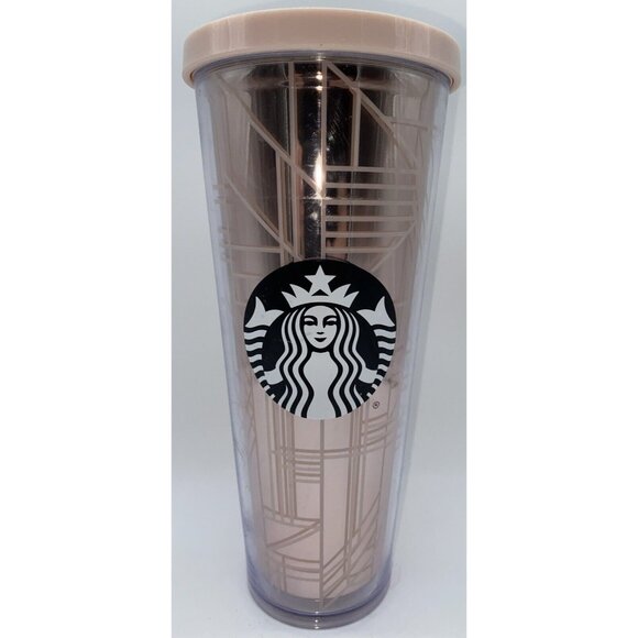 Starbucks Metallic Pink Tumbler Drinking Cup 24 oz No Straw - Picture 1 of 10